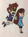 Dipper trying and failing to interact with Mabel from the Mindscape. (source)