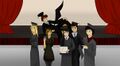 The demonology gang on graduation day. (source)
